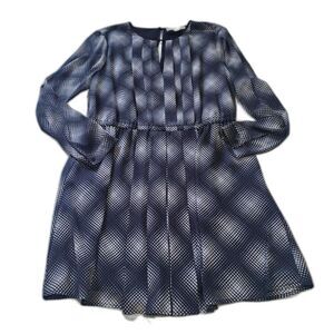 Michael Kors long sleeve dress size L navy blue and white print